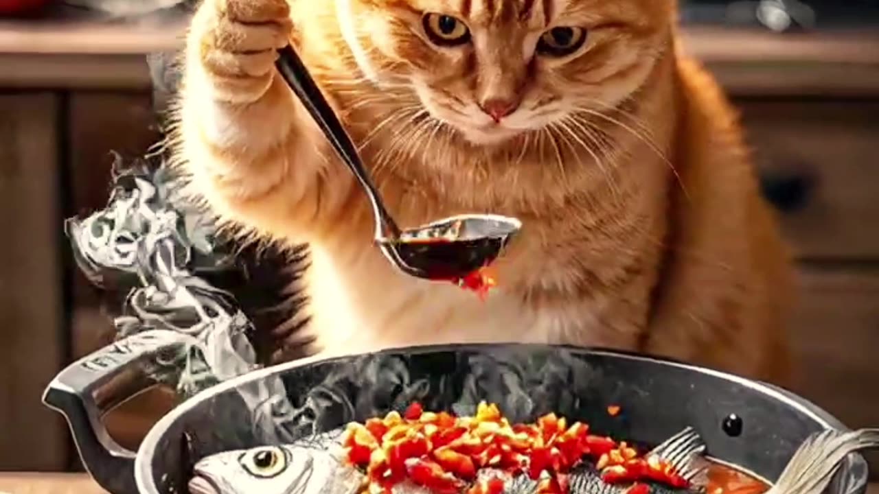 Cat Cooking Food Experience-Must Watch It