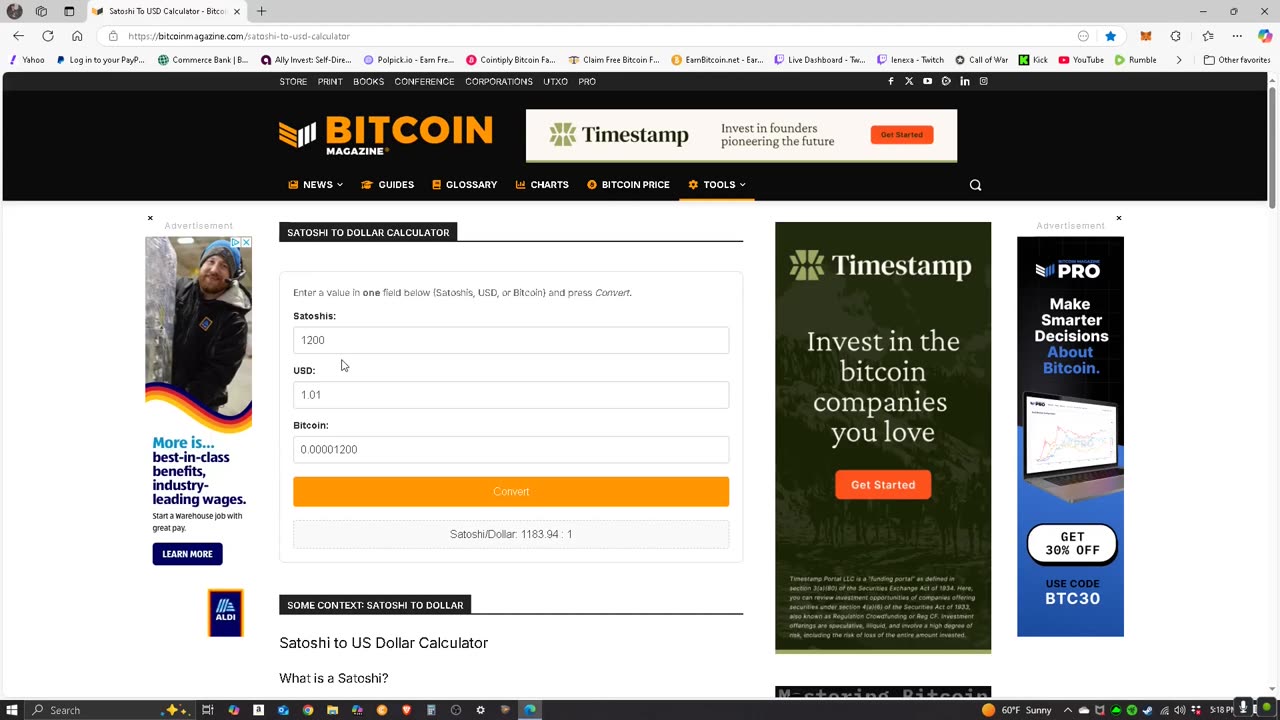 How Much Is One Satoshi (Bitcoin) Worth? Free Converter Inside