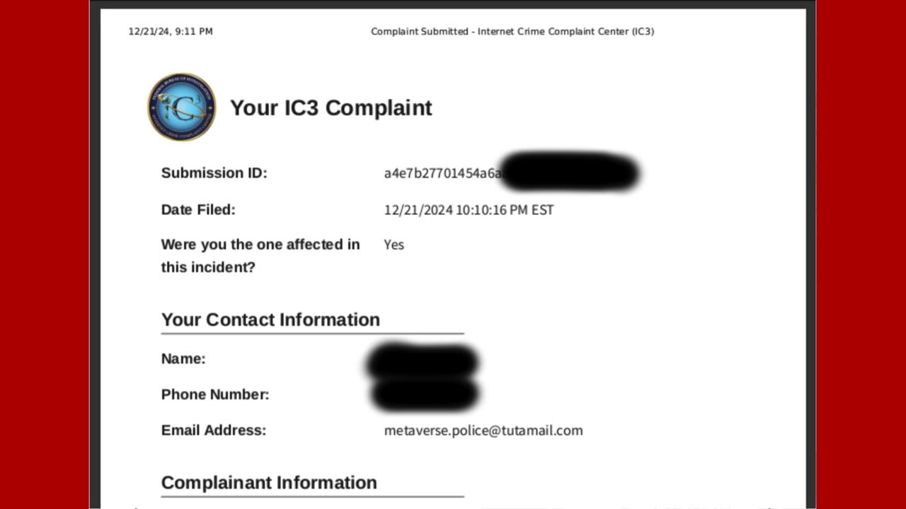 #ALIFE Virtual Metaverse Fraud - Update case #202418 - FBI IC3 (Internet Crime Complaint Center)