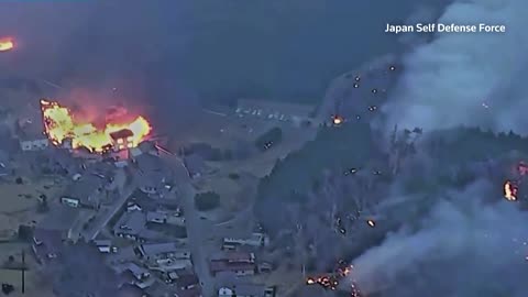 Forest fire spreads in northeastern Japan