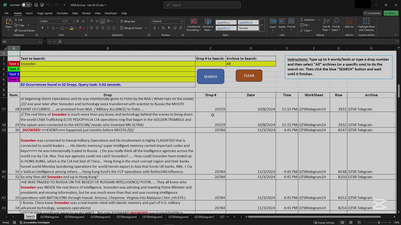 Drops related to Edward Snowden by Q The Storm Rider