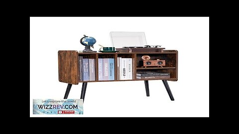 Record Player Stand 2 Tiers Wooden Turntable Stand with 3 Cabinets Brown Review