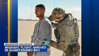 First military flight lands in Guantanamo Bay with migrants deported from the US