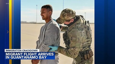 First military flight lands in Guantanamo Bay with migrants deported from the US