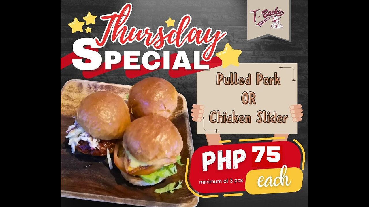 T-Backs Sports Bar and Grill Sports Schedule and Sliders special for Thursday Mar 13, 2025