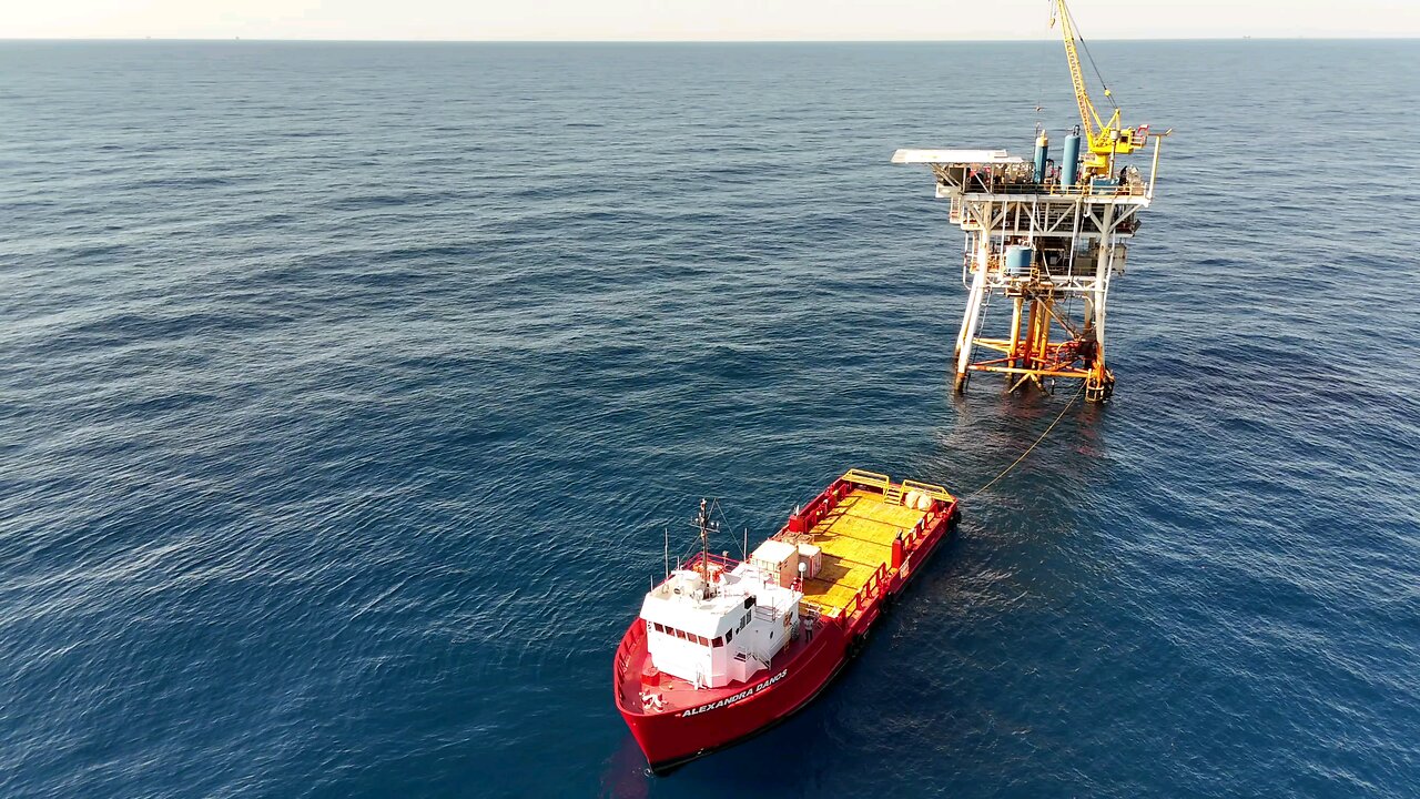 Drone view of offshore support vessel