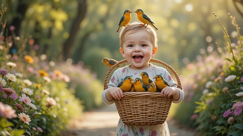 Adorable Baby and Birds: A Magical Garden Journey! #trending