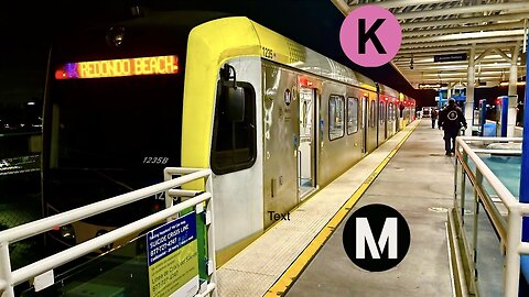 Metro K Line train ride at night from Redondo Beach to Aviation / Century.