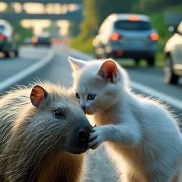 🥹Cute Kitten Saves Baby Capybara...😨😔