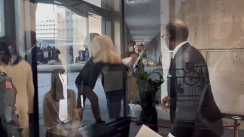 Rashida Tlaib crashing out at a HUD employee after being denied entry to the building