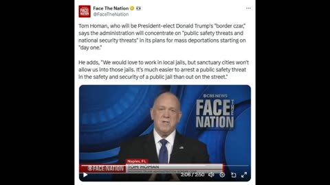 Border Czar Tom Homan Details Mass Deportations Starting On Day One Of Trump Administration!