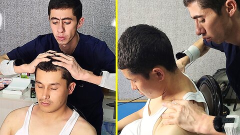MASSAGE THERAPY ON CHAIR (ASMR Head, Shoulder Massage)