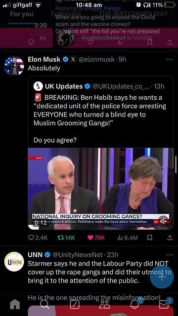 Elon Musk post X 07/01/2025 Ben Habib grooming gangs