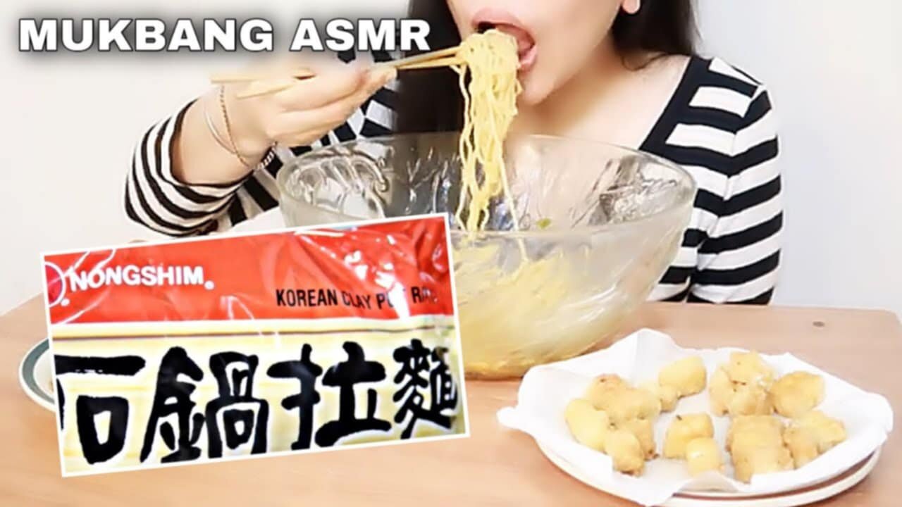 Korean Nongshim RAMEN + AGEDASHI TOFU ★SLURPING Eating Sounds *No Talking* Real ASMR MUKBANG