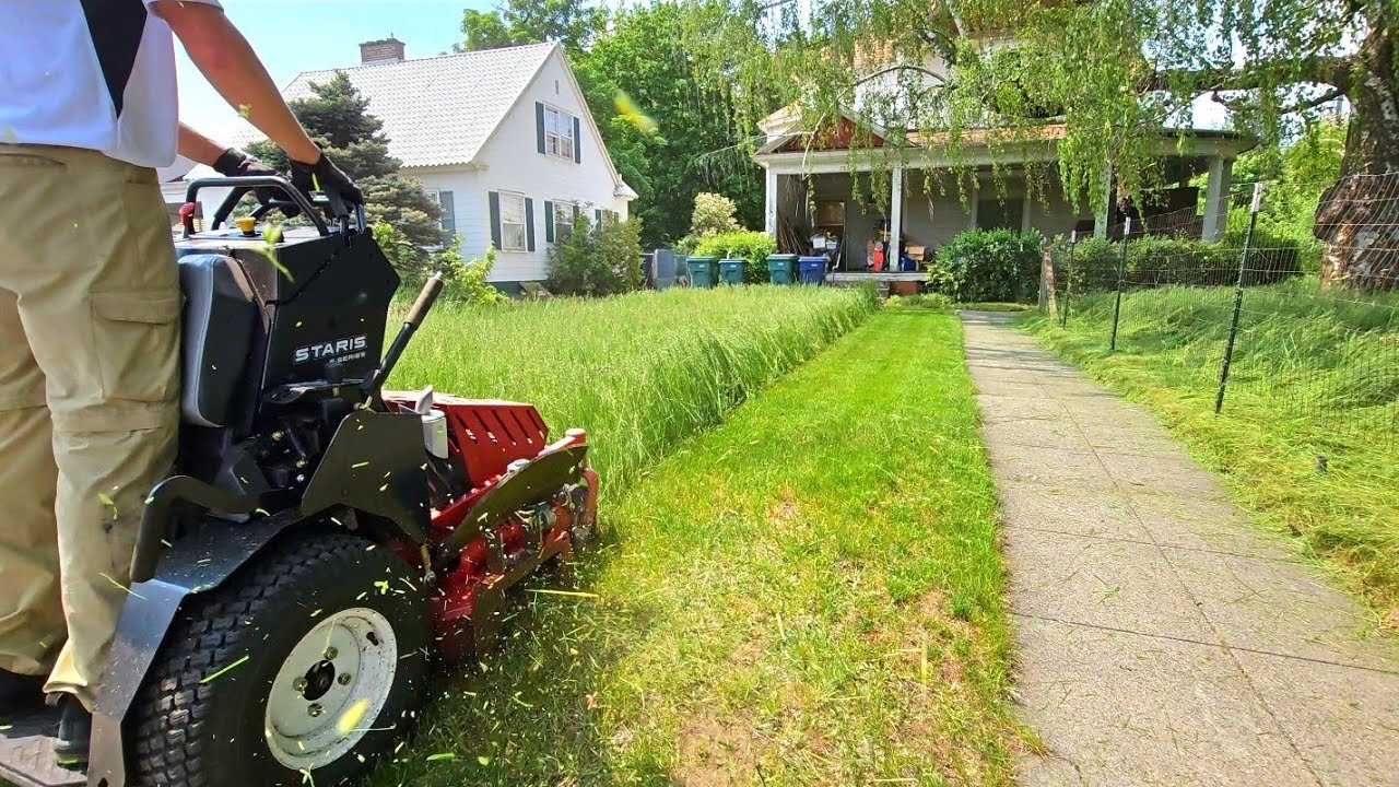 I KNOCKED On His Door & Offered To Mow BOTH Of His OVERGROWN Yards For FREE