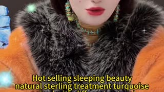 250117-3 Hot selling sleeping beauty natural sterling treatment turquoise paired