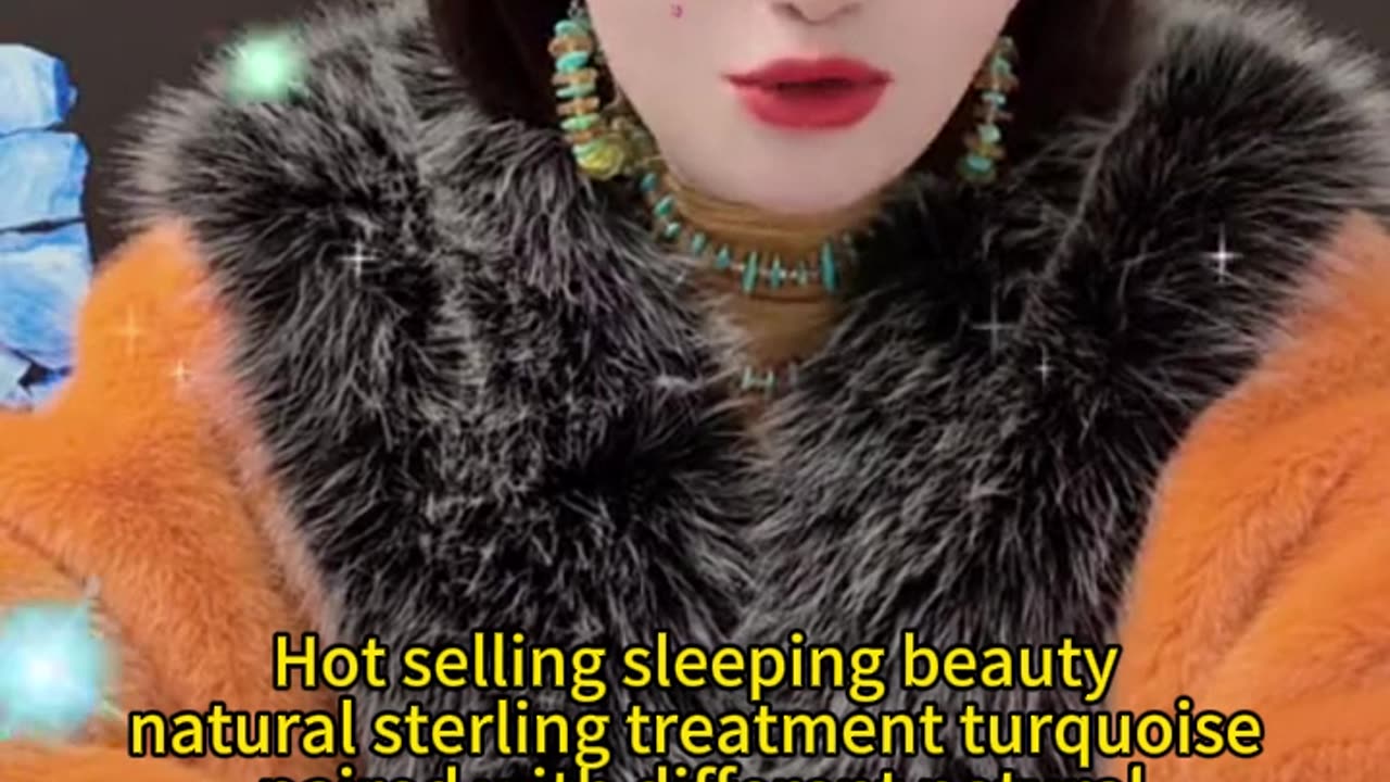 250117-3 Hot selling sleeping beauty natural sterling treatment turquoise paired