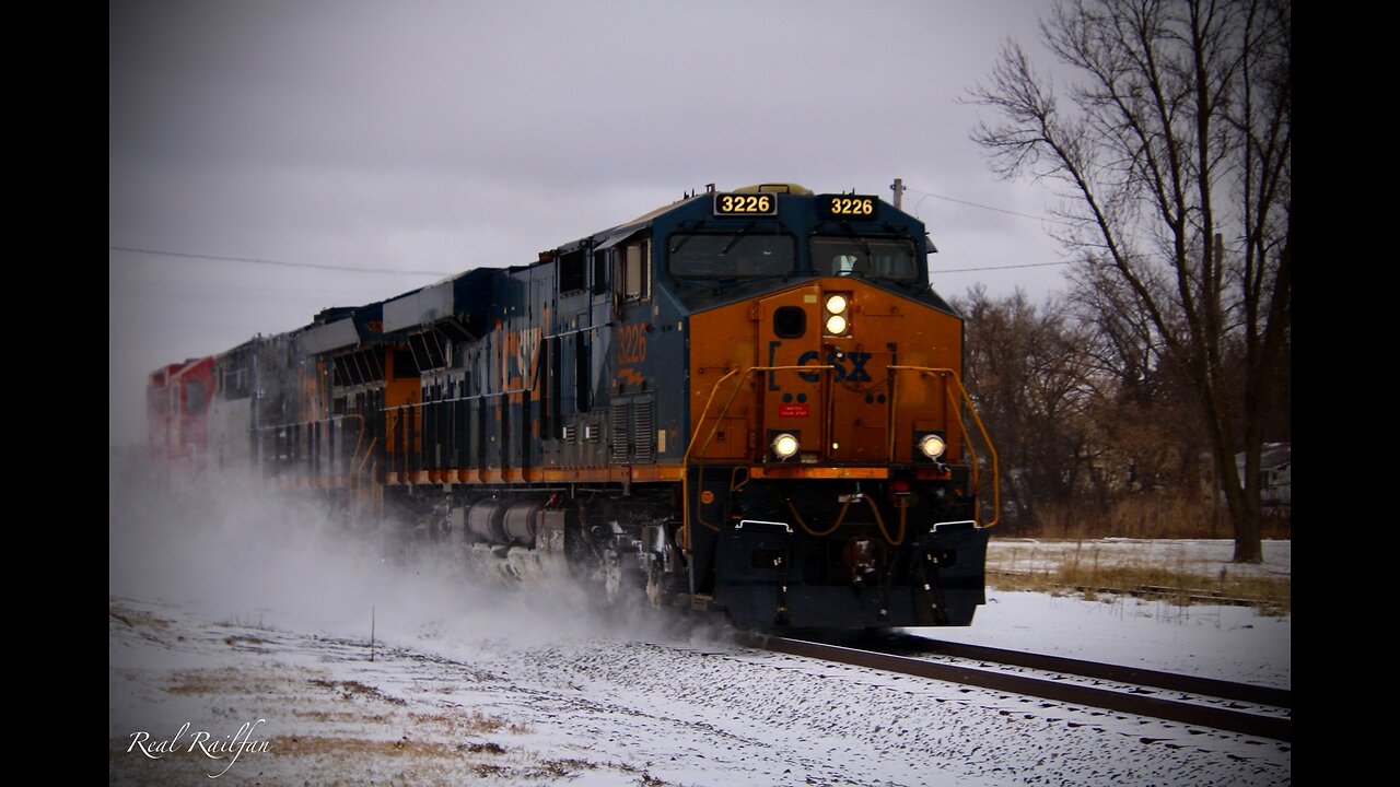 UP ACe Trio, CSX Fresh Snow, Sand, Grain and more Train Action - Hinckley Sub