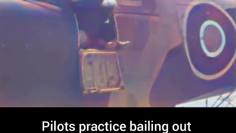 Pilots practice bailing out of fighter plane giant fan unique #Colourized footage 🛩️ 🪂 🎥