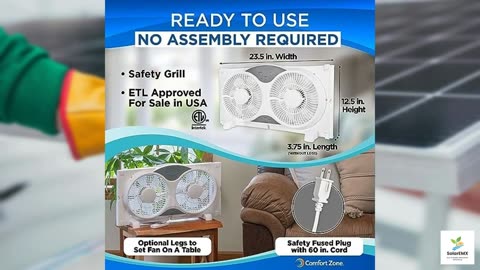 Comfort Zone Twin Window Fan with Remote Control, CZ310R