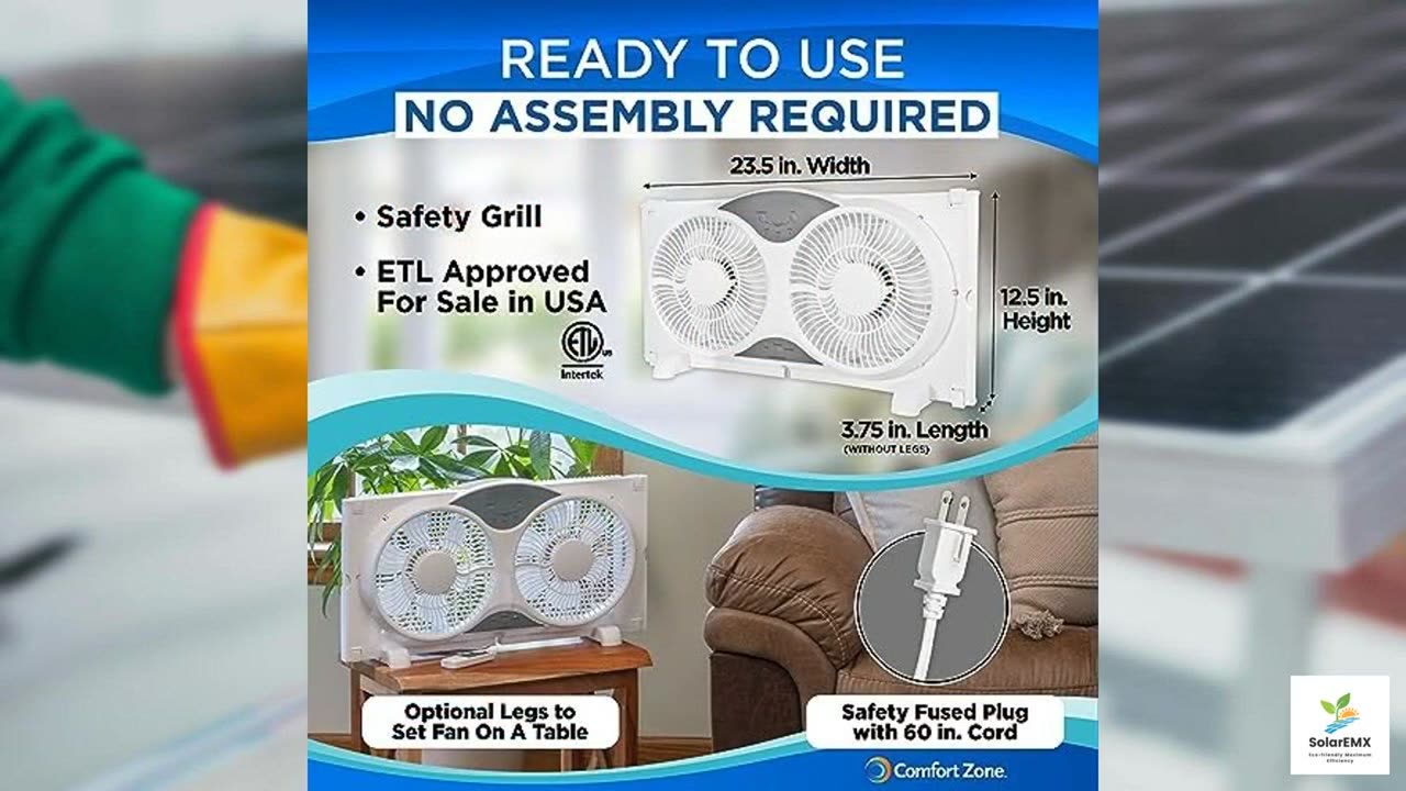 Comfort Zone Twin Window Fan with Remote Control, CZ310R