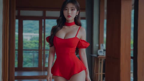 Elegant in Red _ Korean AI Fashion at its Best