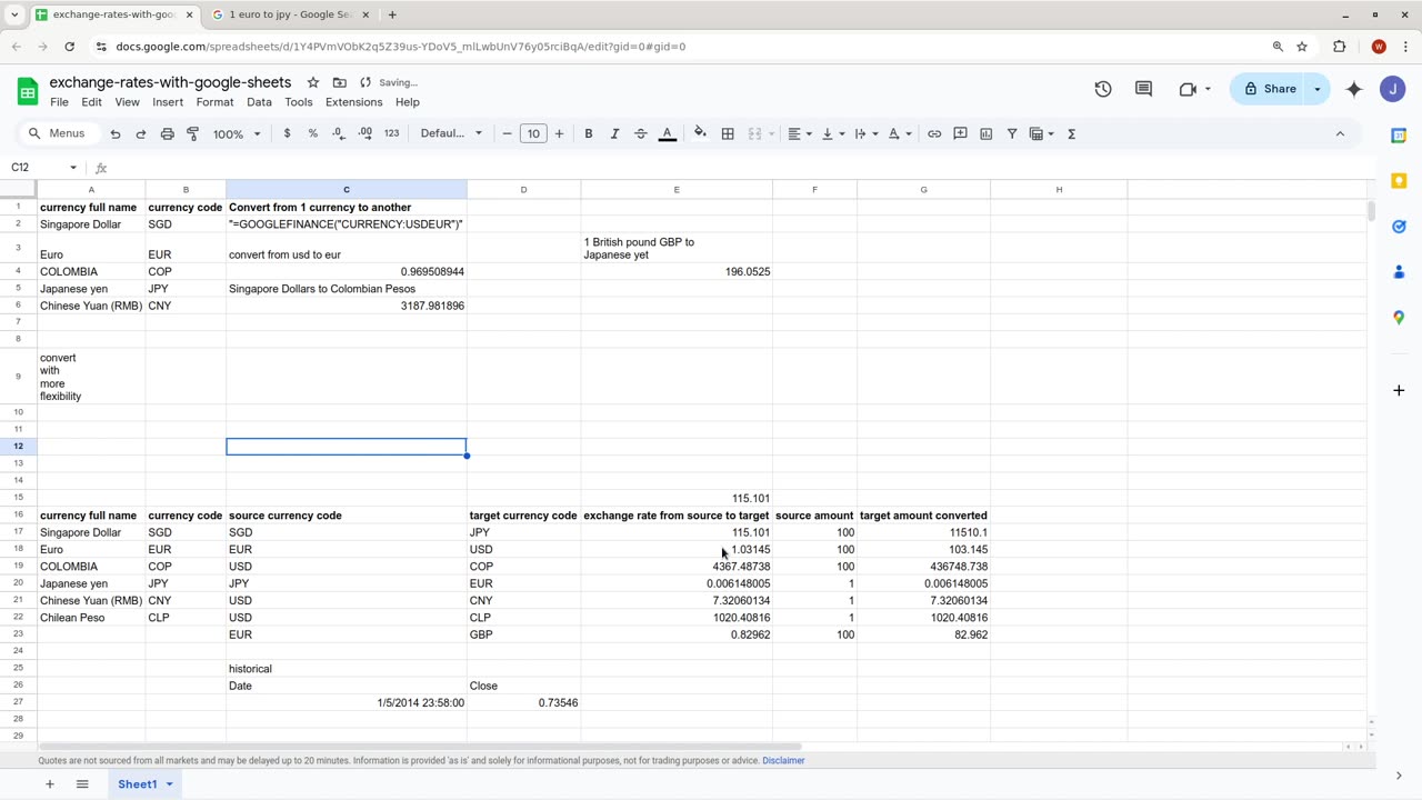 Currency Conversion in Google Sheets 🌐