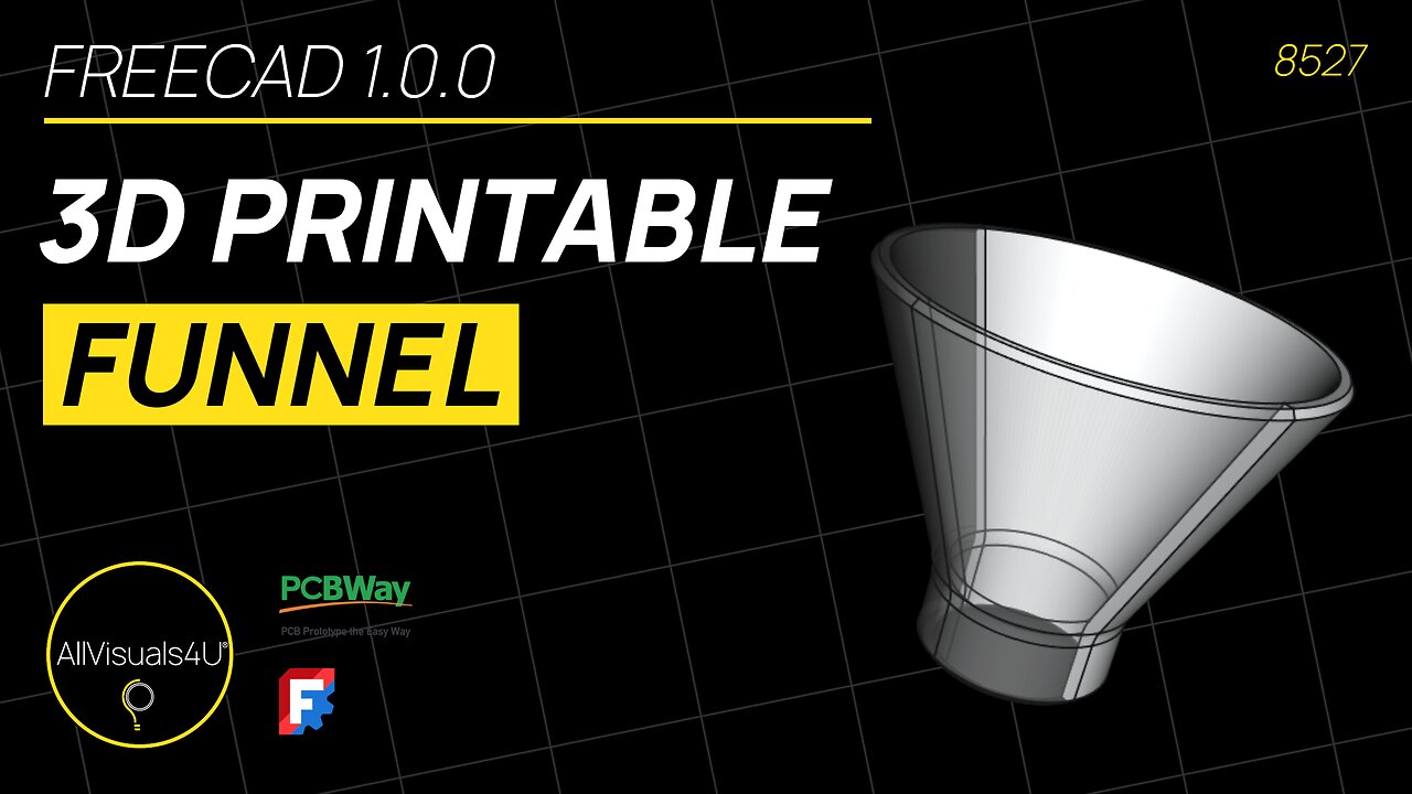 👌 3D Printable Funnel - FreeCAD Part Design Tutorial - FreeCAD Revolve