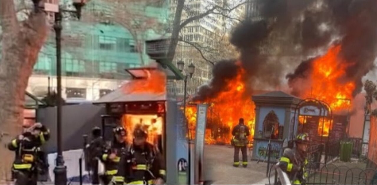 Fire engulfs section of popular Bryant Park holiday market in NYC