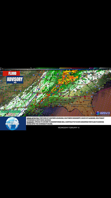 🌧️ Flash Flood Threat: AL, MS, TN Tonight! 2/12/25 #shorts #weather