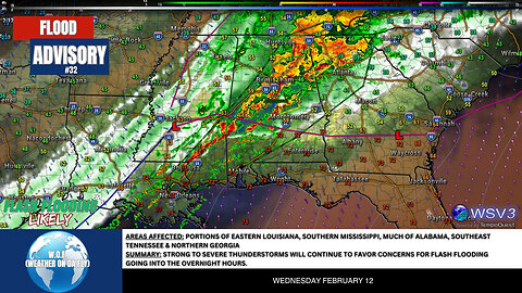 🌧️ Flash Flood Threat: AL, MS, TN Tonight! 2/12/25 #shorts #weather