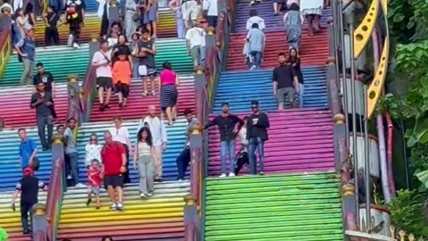 "Climbing the colorful steps of Batu Caves! 🛕✨