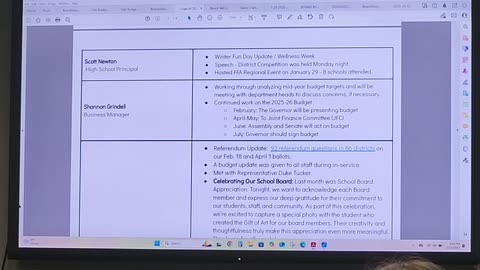 Osceola WI School District Committee Meeting 12FEB2025