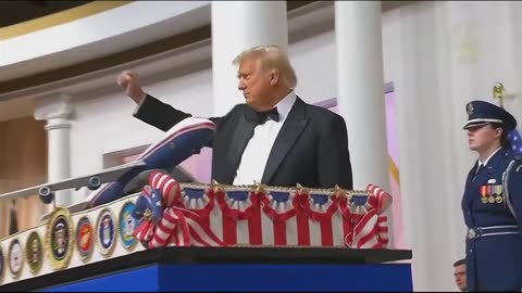 Donald Trump dances with sword after he and JD Vance cut cake at Commander in Chief inaugural ball