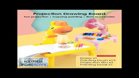 Children LED Projector Drawing Table Toy Painting Set Table Educational Board Learning Review