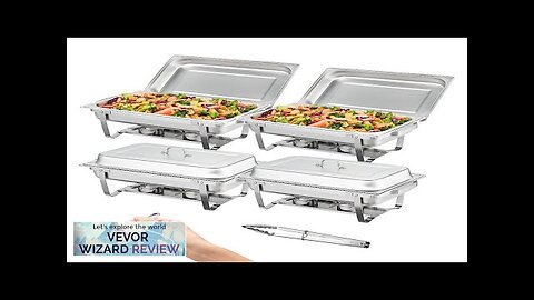 VEVOR 4-Pack Rectangle Chafing Dish Set with Full-Size 8Qt Pan Frame Fuel Review