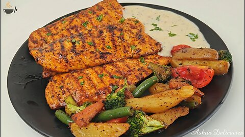 Chicken Steak with White Garlic Sauce I Quick Delicious Chicken Steak Recipe