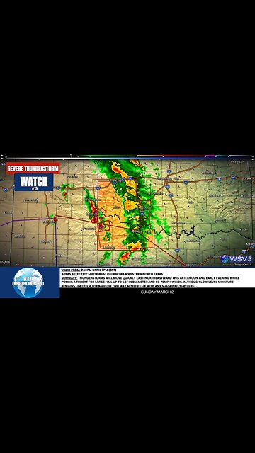🌩️ Severe Storm Watch #15: SW OK & N TX Threats Today! 3/2/25 #shorts #weatheralert #severeweather