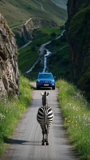 Zebra stopped vehicle and save people