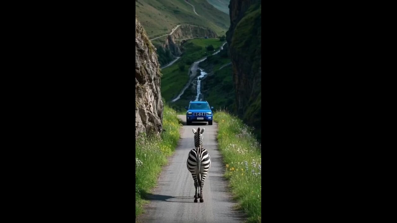 Zebra stopped vehicle and save people