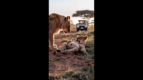 A Lion Cub in Distress is Saved by Veterinary Intervention in the Wild.