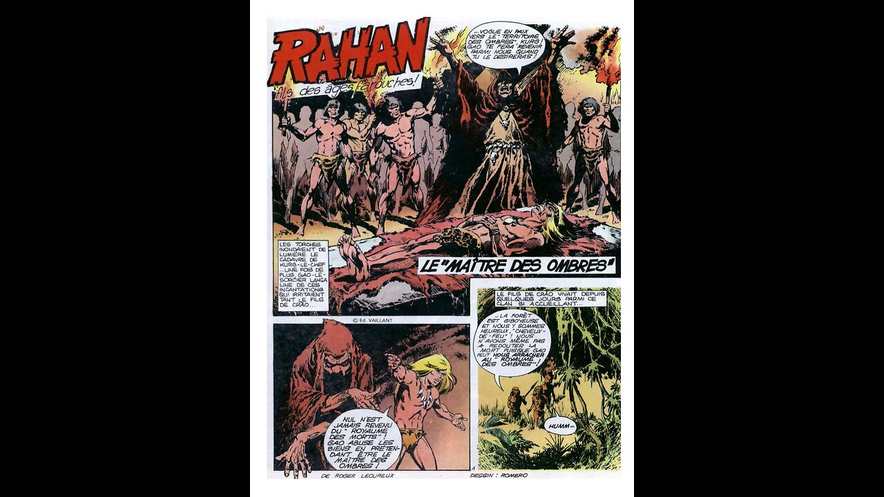 Rahan. Episode 147. By Roger Lecureux, drawn by Romero. The Master of Shadows. A Puke(TM) Comic.