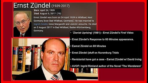 🎥 A Voice of Freedom • Ernst Zündel (1939 - 2017) •🕞2h 55m