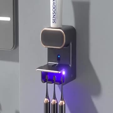 Automatic Sensor Toothpaste Dispenser with 3 Toothpaste Slots Wall Mounted