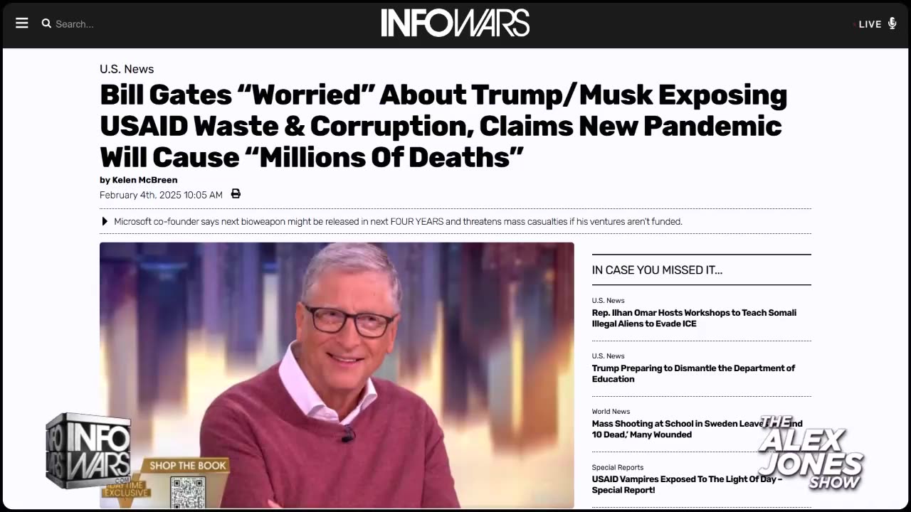 Bill Gates Issues Threat; If USAID Investigation Continues, New Pandemic Will Kill Millions