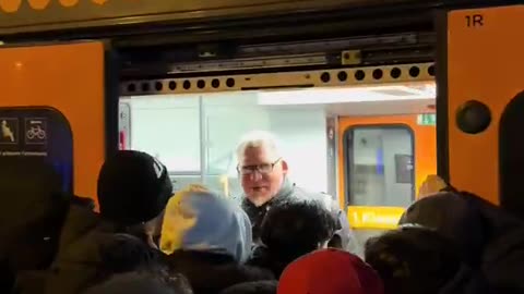 German man trying to get off the train in Cologne on New Year’s Eve.