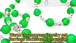 修正----GN-20241227-03 Warm chrysoprase jewelry set Earrings necklace High quality precious gemstone