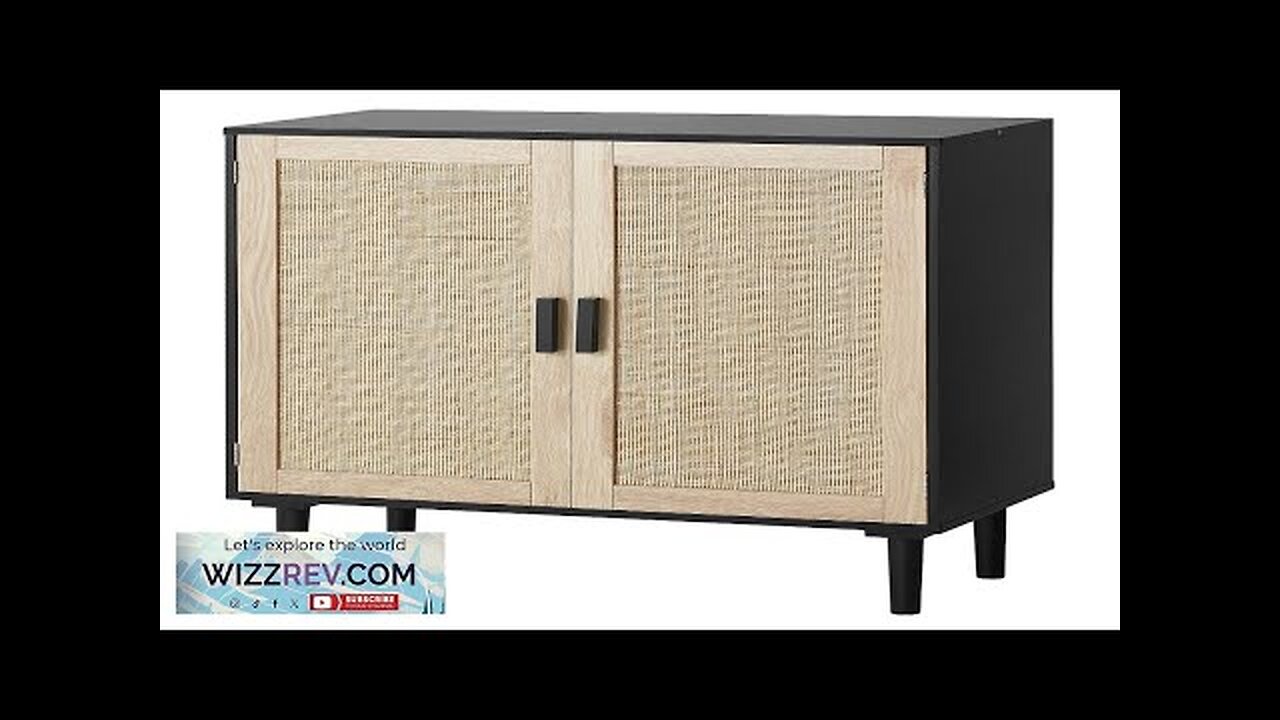 Rattan Cabinet Storage with 2 Magnetic Doors and Adjustable Shelves Black Review