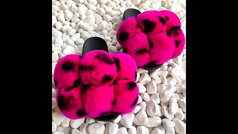 Plush Pompom Luxe Fur Ball Slides
