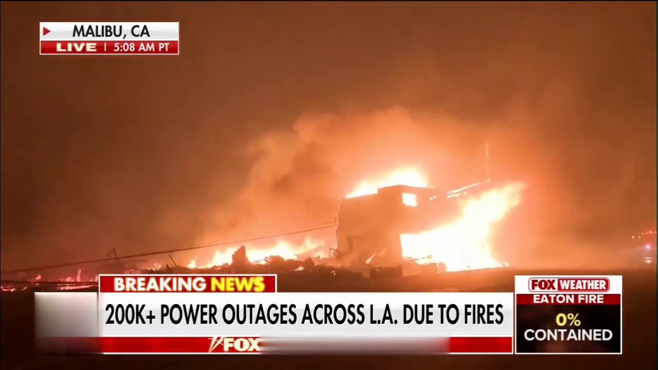 LA Fires Fueled by Strong Winds as Power Line Collapse Engulfs Homes"